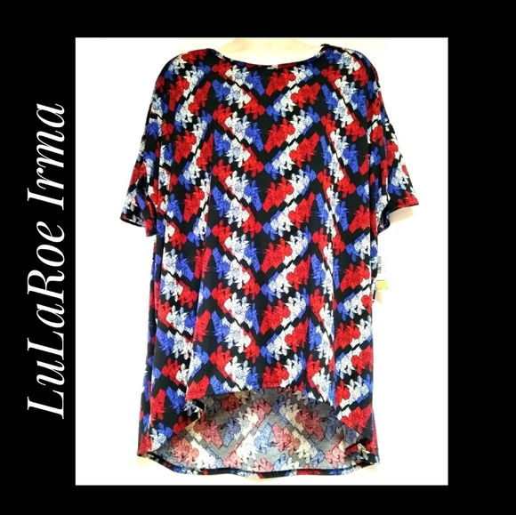 LuLaRoe Irma Tunic Red White Blue Size 3X NWT's